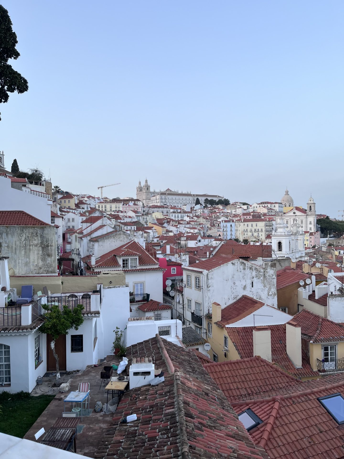 Rooftop view across Lisbon at dusk
